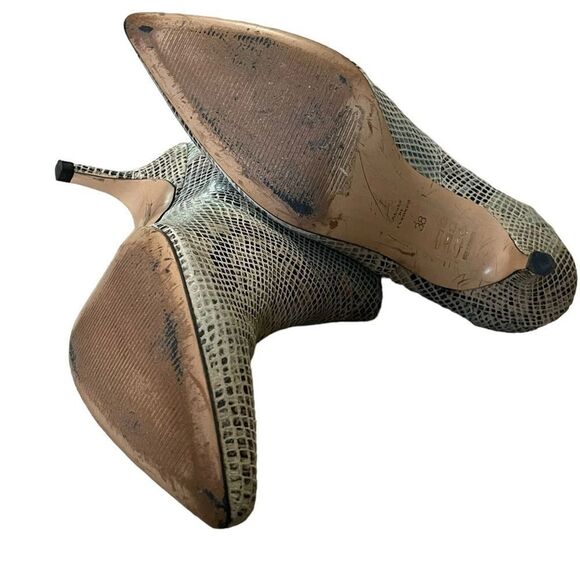Ivylee Copenhagen Snakeskin Booties Leather Beige Black and Green Rare Size 7 - Picture 7 of 7